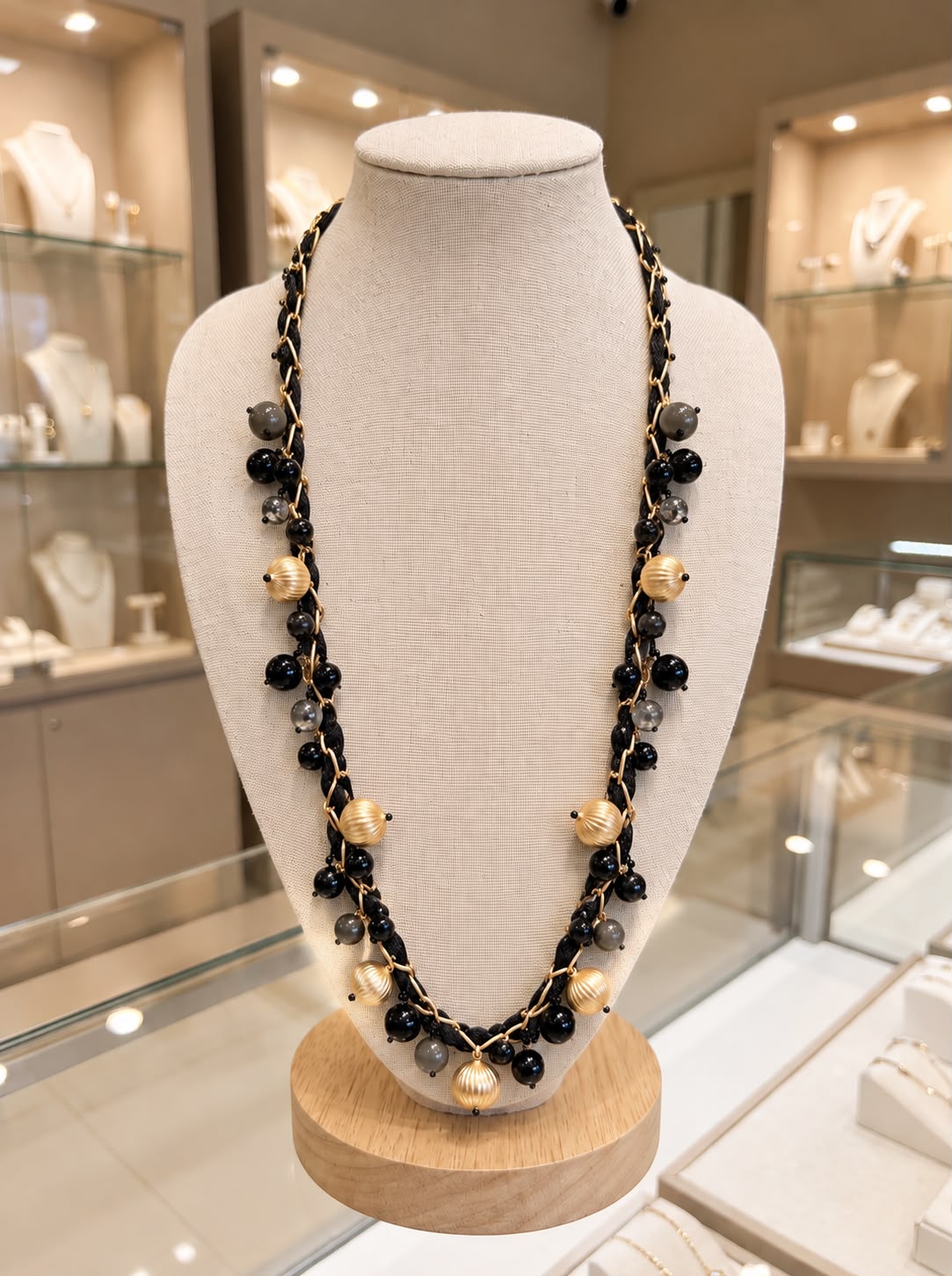 Collar Elegancia Negro Y Dorado